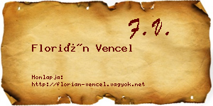 Florián Vencel névjegykártya